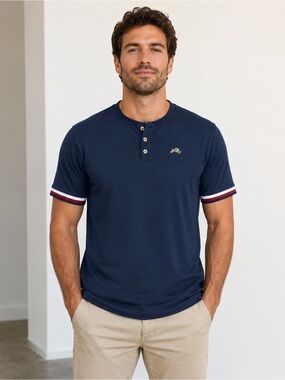 Tracksmith VC Mesh Henley Running T-Shirt Short Sleeves Button Men’s M Blue